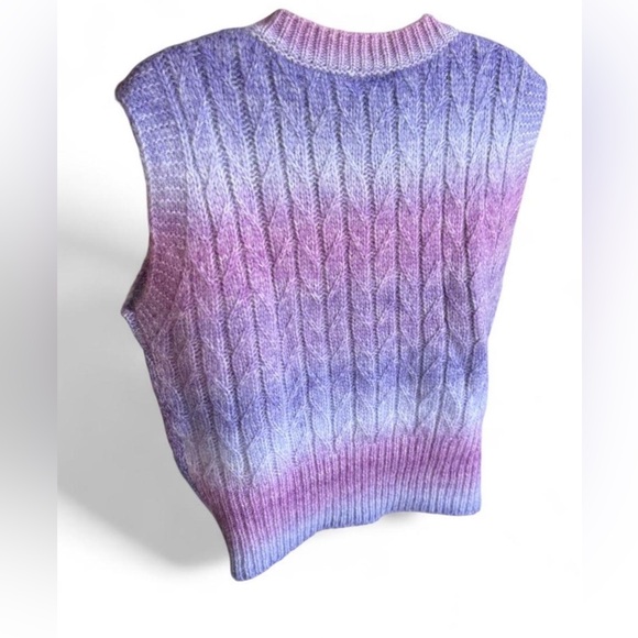 Lili Sidonio Purple Ombre Fuzzy Knit Sweater Vest NWT Size M Soft Cozy - Picture 2 of 6